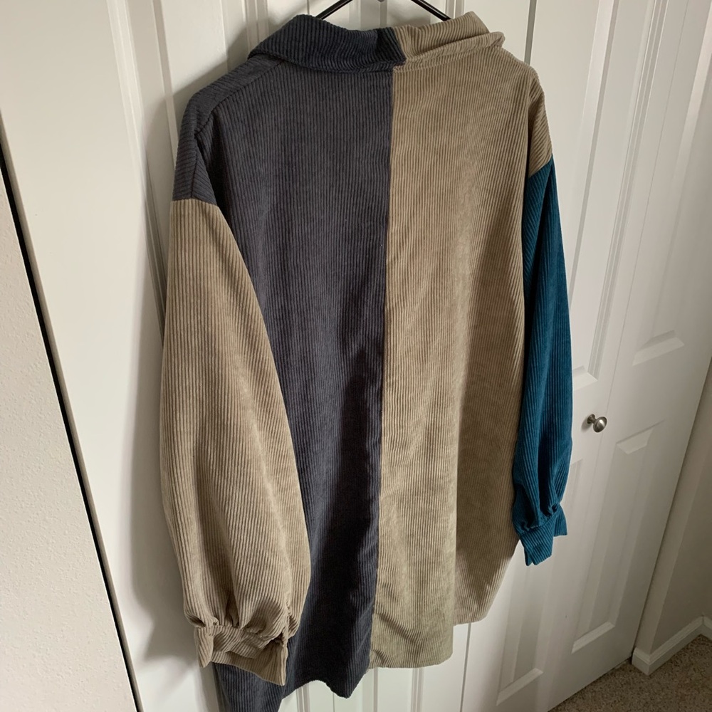 Nasty Gal Colorblock Long Sleeve Dress - Beige, Blue, Gray - Picture 9 of 9